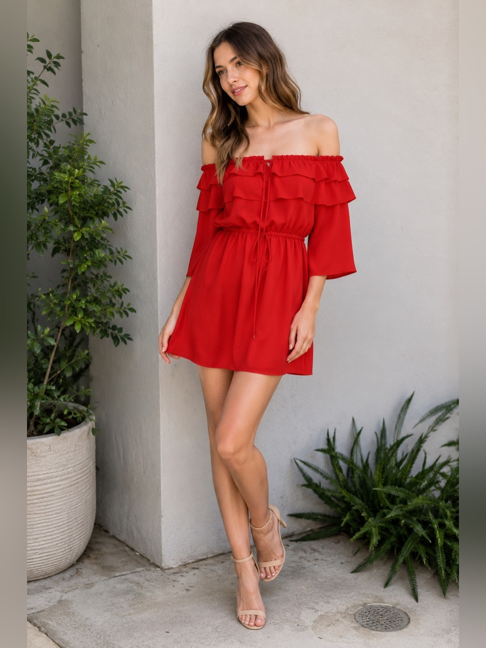 BB DAKOTA Jack Red Ruffle Mini Dress in Size Large